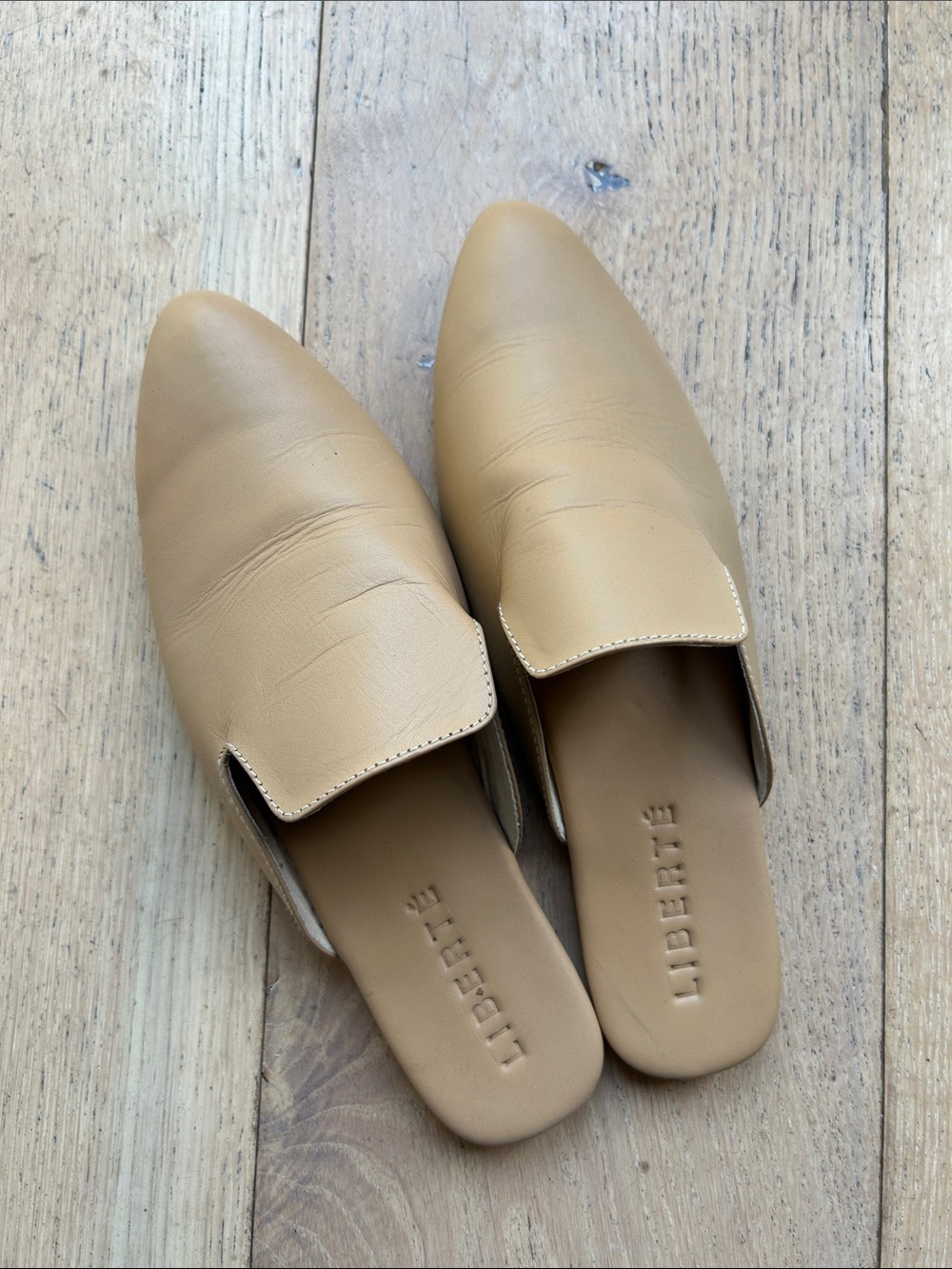 Liberte Tan Leather Slip-On Mules